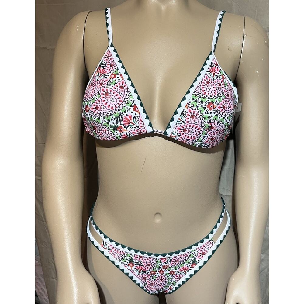 Bikinx Sexy Floral Cheeky Triangle Bikini Swimsuit Size Large